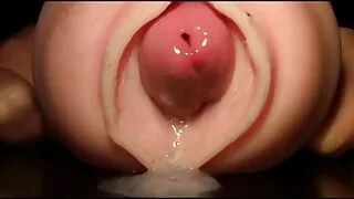 තරුණ බැල්ලිගෙ යහන මත වීදුරු සමග සැමියා